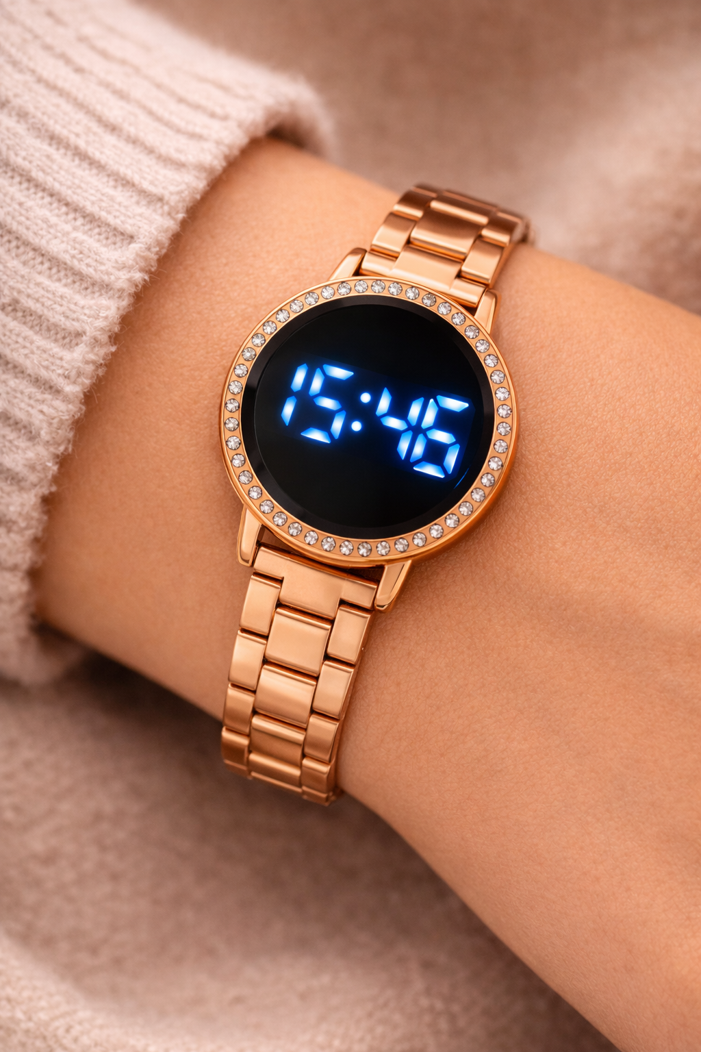 GENERIC Digital Black/Blue Watch (Golden)