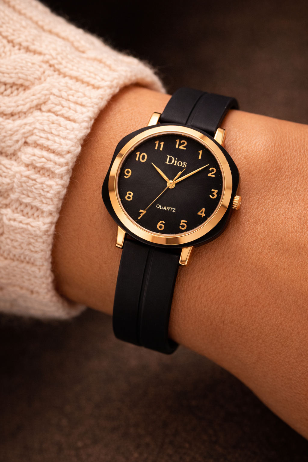 DIOS Black/Golden Quartz Circular (Black)