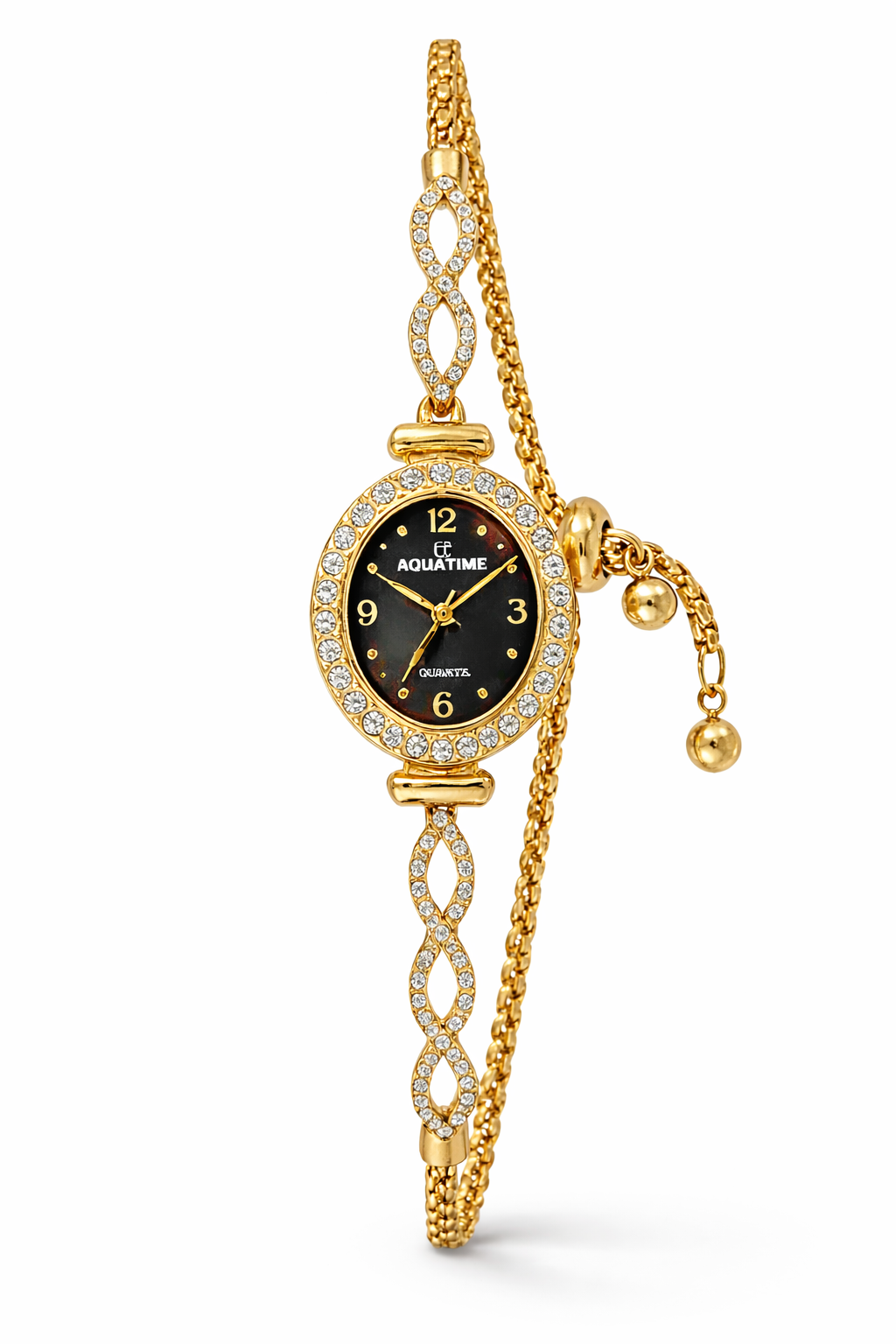 AQUATIME Black/Golden Quartz Mini-Circular