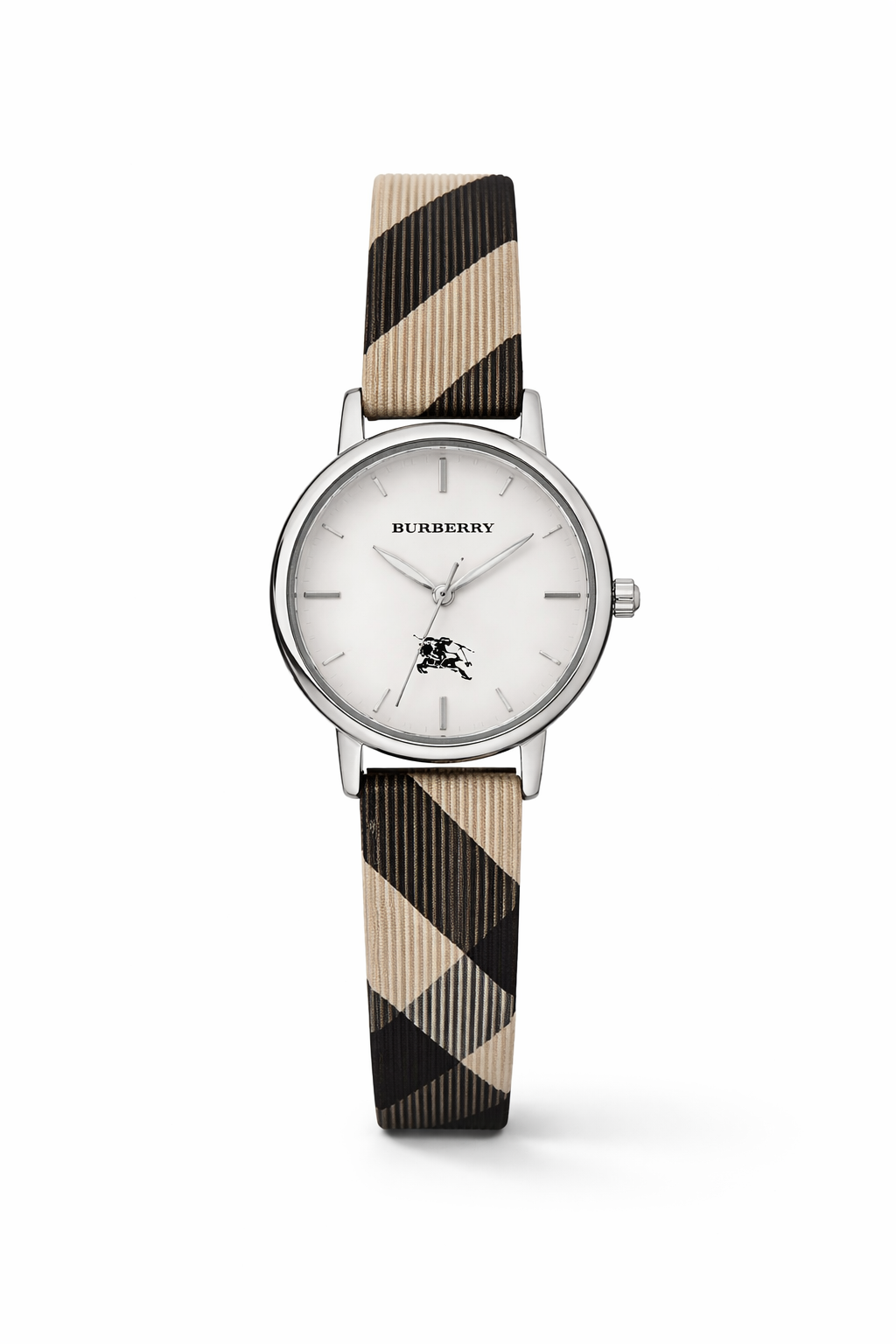 BURBERRY White/Silver Quartz Circular (Wild)