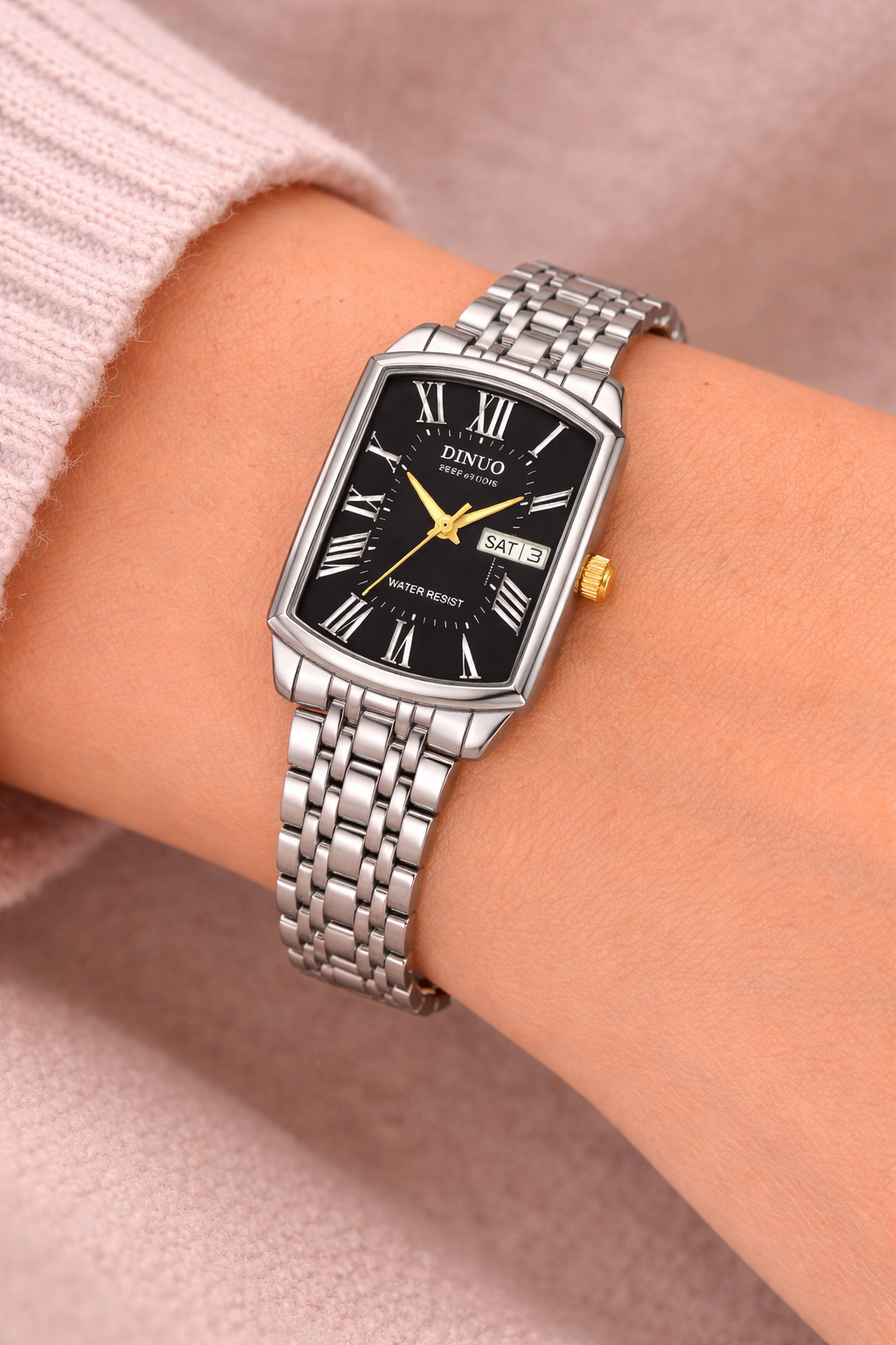 DINUO Day-Date Black/White Square (Silver)