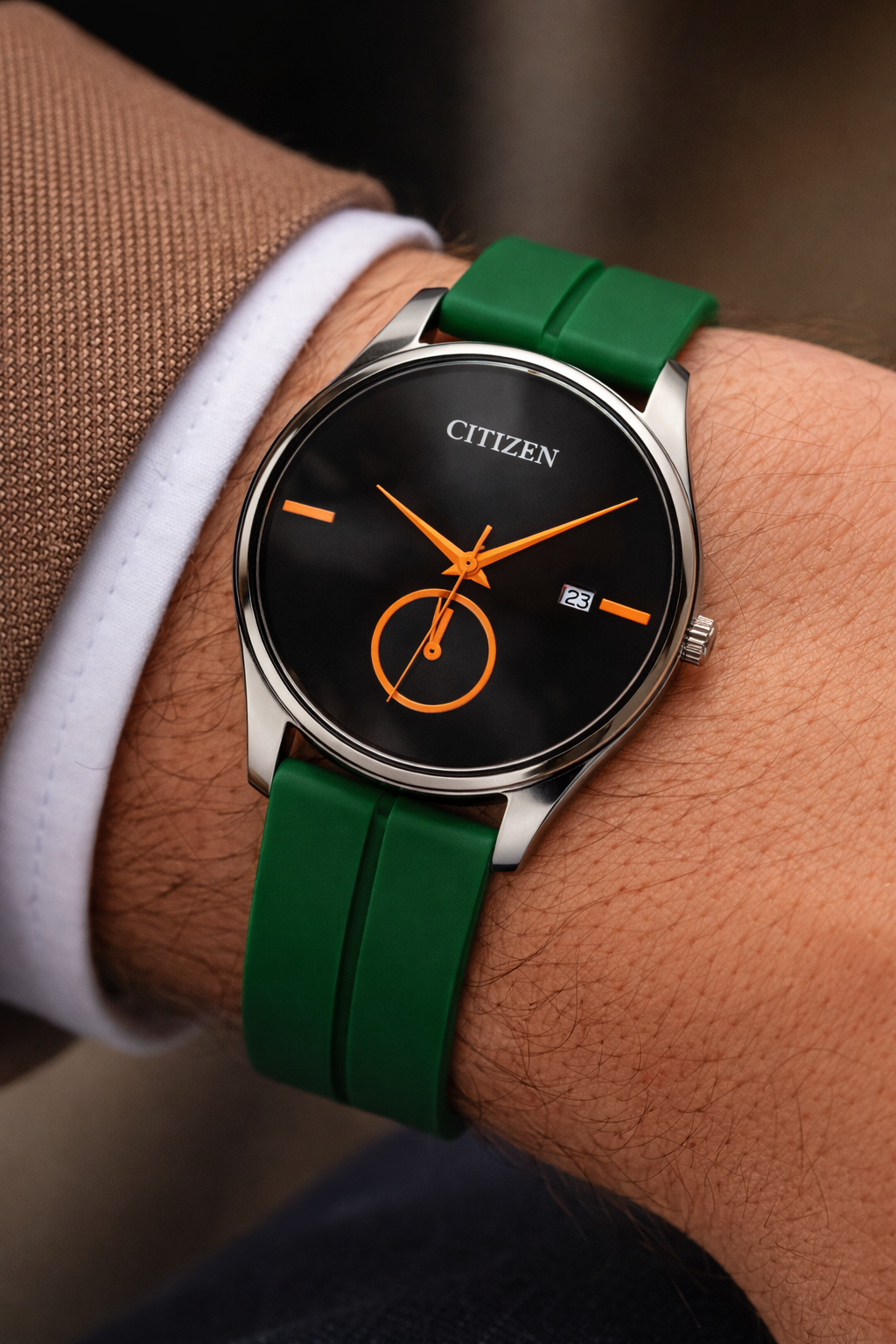 CITIZEN Black/Orange Datejust Circular (Green)