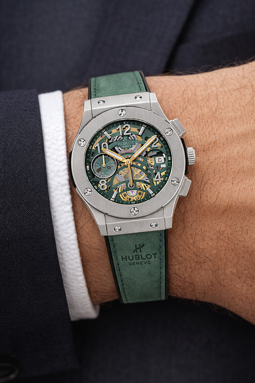 HUBLOT GENEVE Green/Silver Datejust Circular (Green)